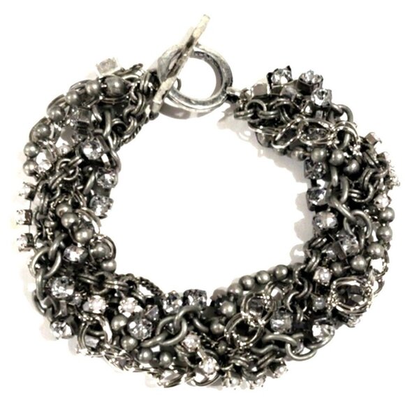 American Eagle Silver tone & Crystal Cluster Twisted Bracelet - Women's Jewelry - Picture 1 of 10